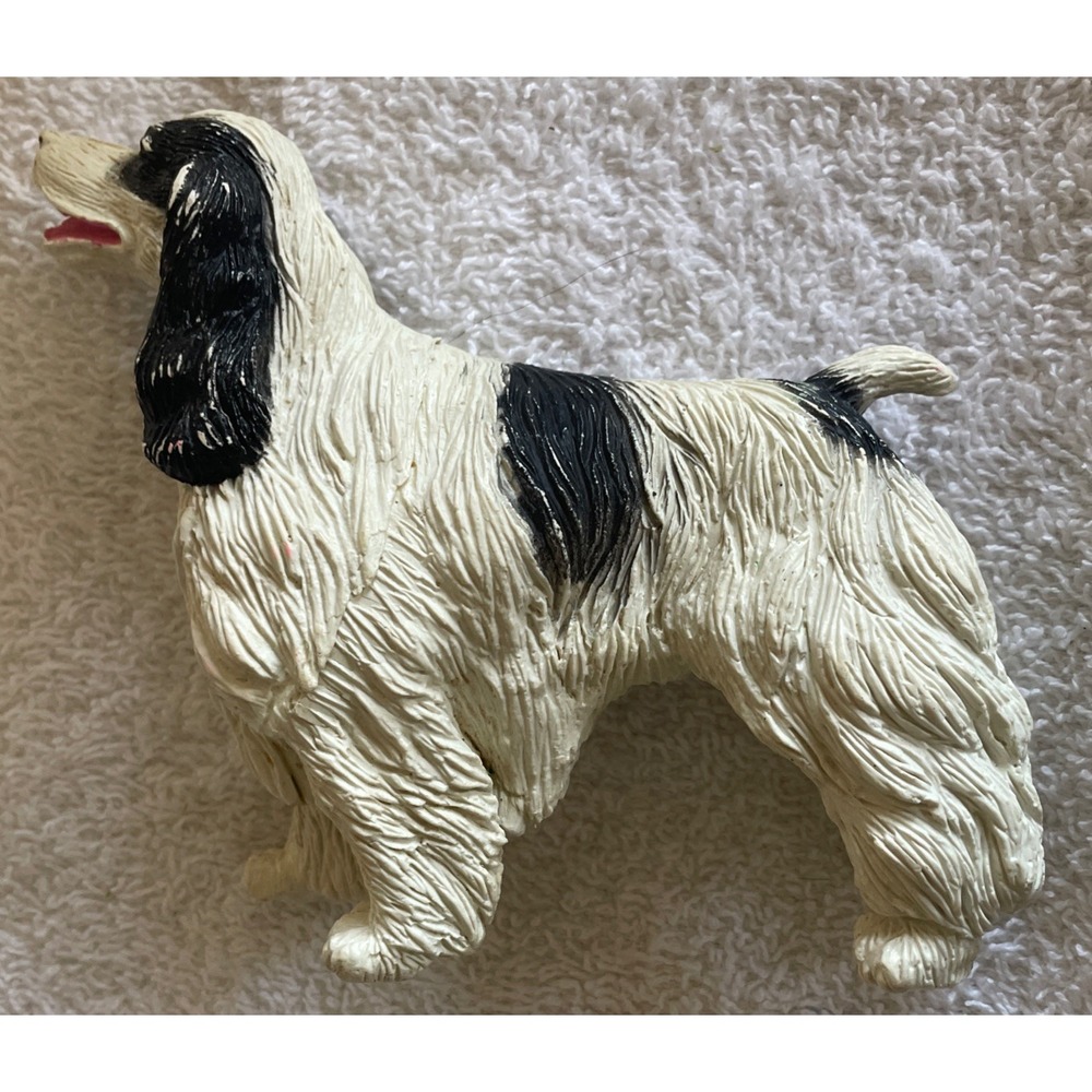 English Springer black and white dog plastic resin toy figurine Used Some Wear K